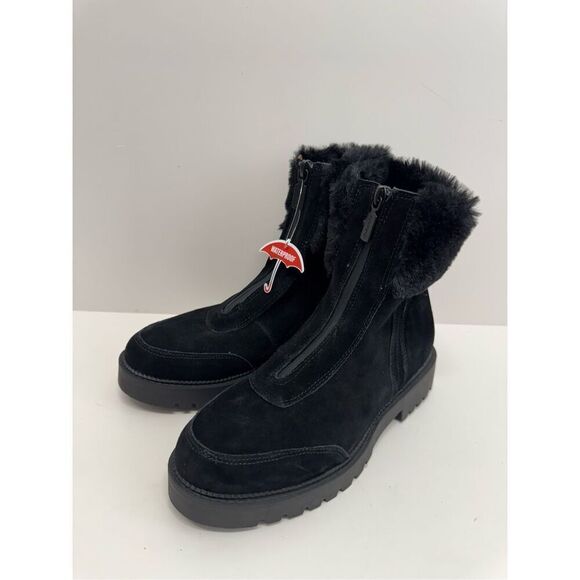 Blondo Hostel Women's Snow Boots Black Leather Suede Block Heel Waterproof NEW - Picture 2 of 11